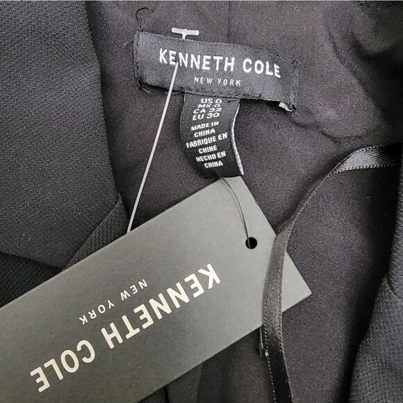 NWT Kenneth Cole Career Black Dress Asymmetrical Side Zipper Side Knot - Size 0 - Picture 5 of 9